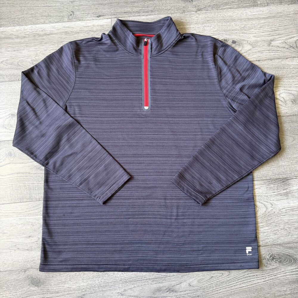 FILA Sport Men’s Black and Red‎ Casual 1/4 Zip Pullover Sweatshirt - Size XXL
